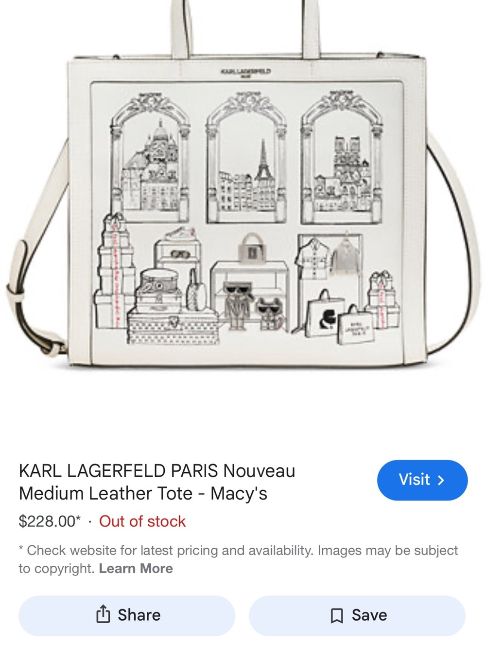 Karl Lagerfeld White Paris Nouveau Leather Tote